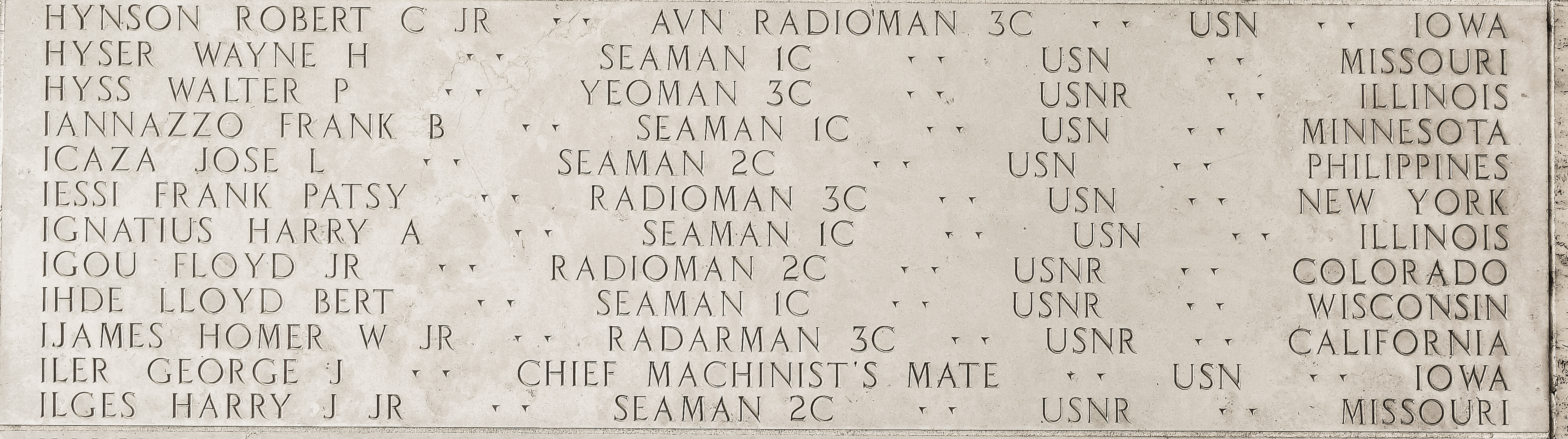 Homer W. Ijames, Radarman Third Class